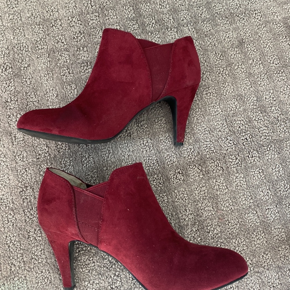 Wine colored suede booties